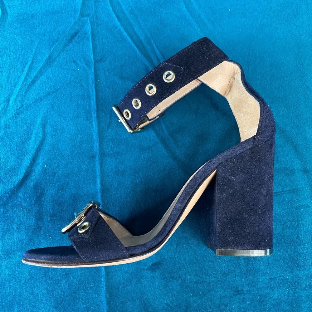 Gianvito Rossi Blue Hayes Buckle Suede Sandal ONE - Picture 6 of 8
